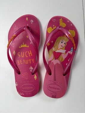 Pink Girls Flip Flops Sandals Havaianas Youth 3 35 Disney Sleeping Beauty Aurora